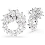 Mesmera hoop earrings Marquise cut, White, Rhodium plated